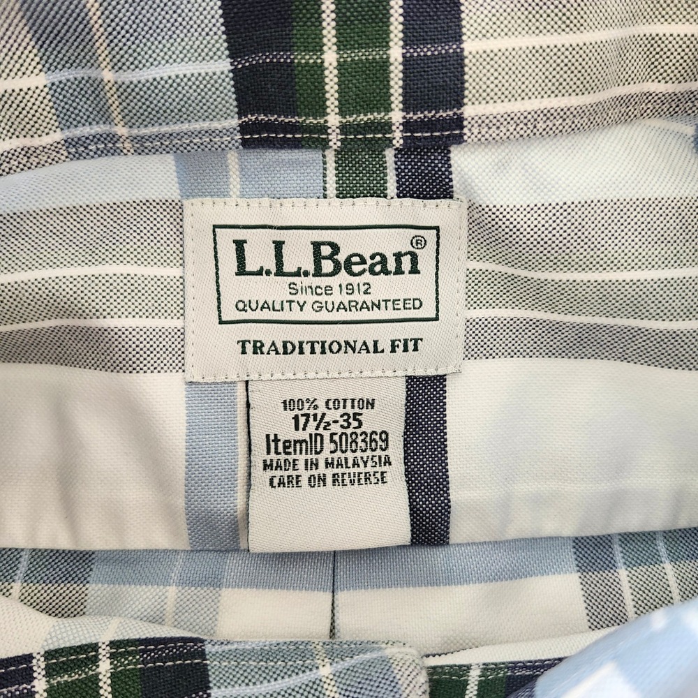 LL Bean Traditional Fit Plaid Button Down Long Sleeve Shirt Cotton Men's - Picture 4 of 4